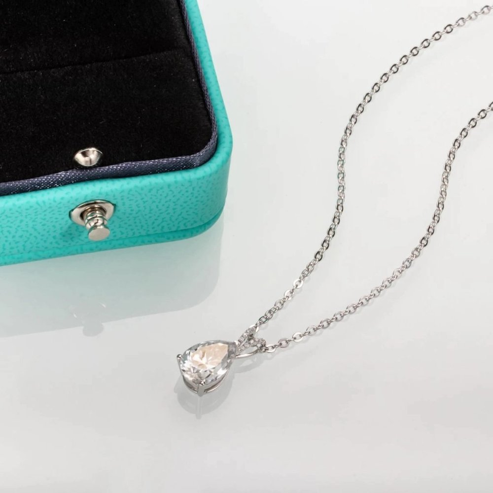 Certified 2ct. t.w. Moissanite Diamond Teardrop Necklace - Picture 10 of 14